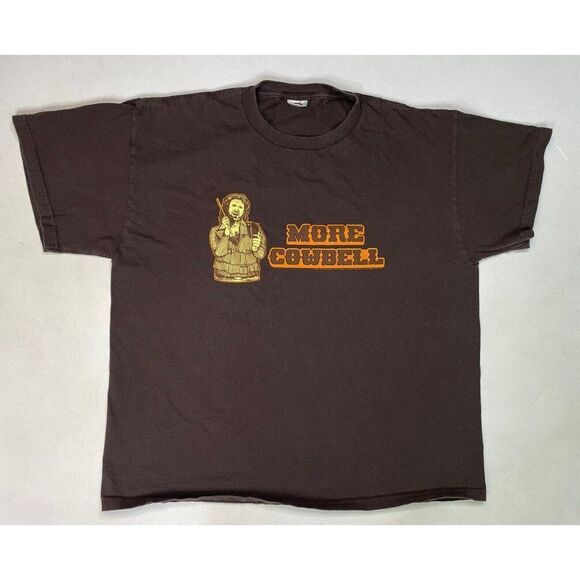 VINTAGE More Cowbell 2006 Graphic T-shirt Men Large Brown Will Ferrell - Picture 1 of 6